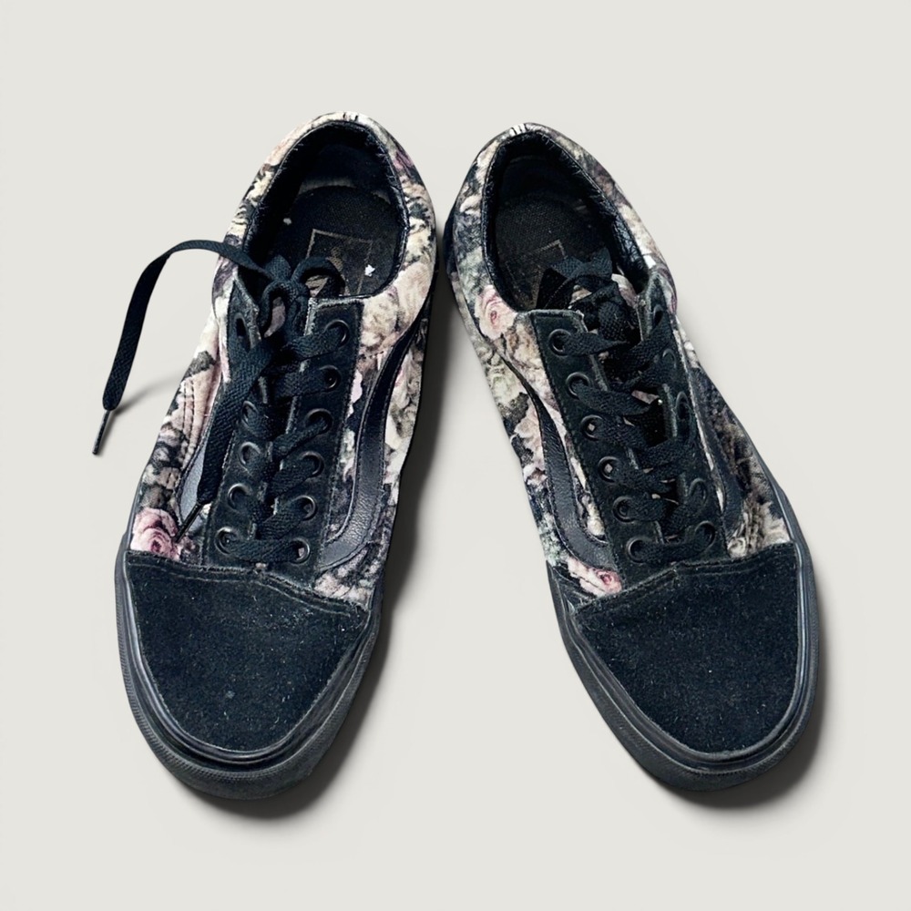 Vans Old Skool Sneakers Unisex‎ Men 6 Women 7.5 Multi Color Floral Suede Skate